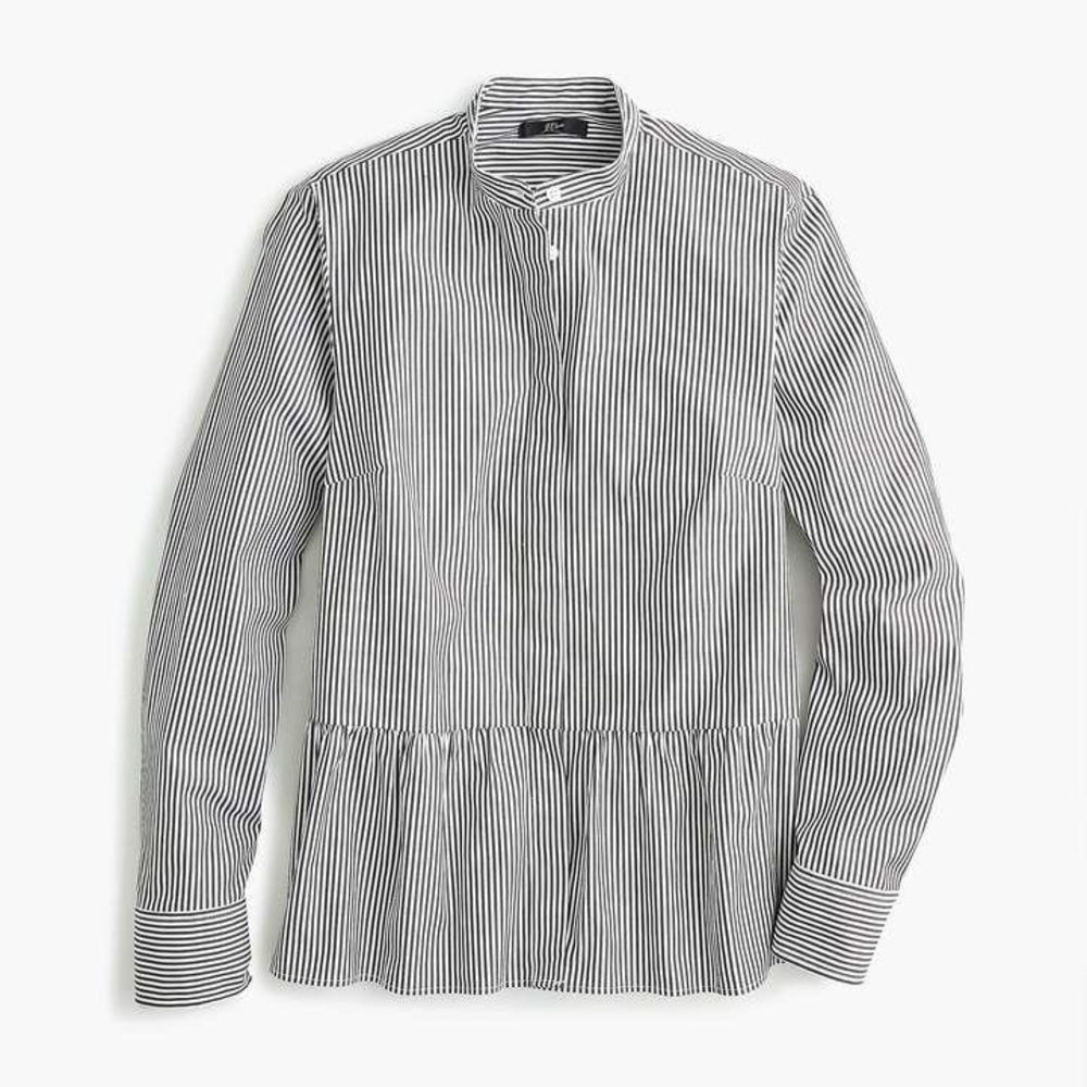 J Crew Stripe Stretch Button-up Shirt With Peplum